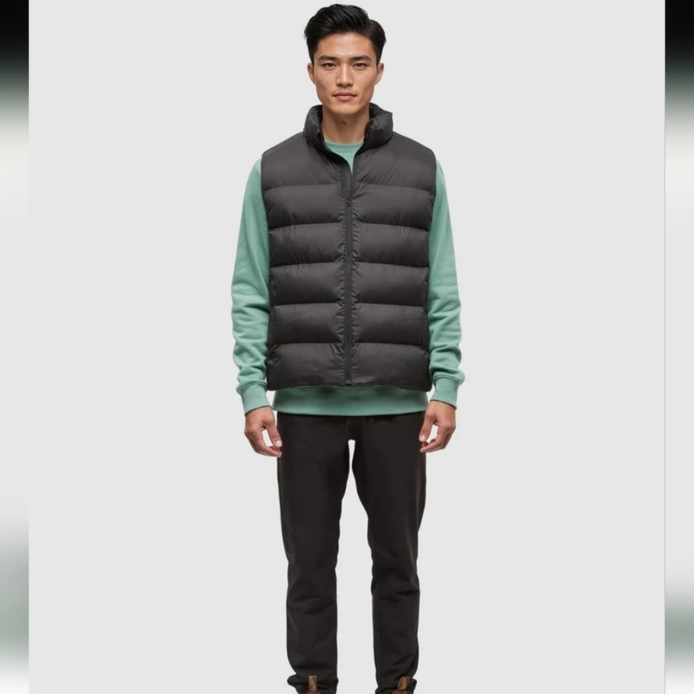 Tentree Brewster Puffer Vest Black Meteorite NWT
